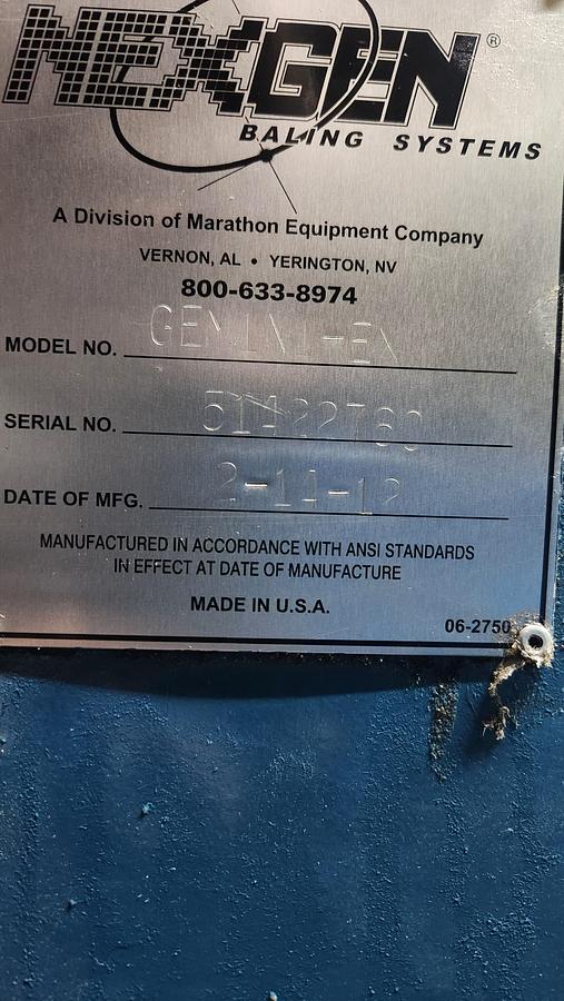 Used NEXGEN GEMINI-XTREME BALER MANUFACTURED 2012