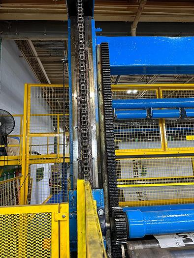 Used 144" BLACK CLAWSON TWO DRUM WINDER 60" REWIND DIAMETER SHAFTLESS