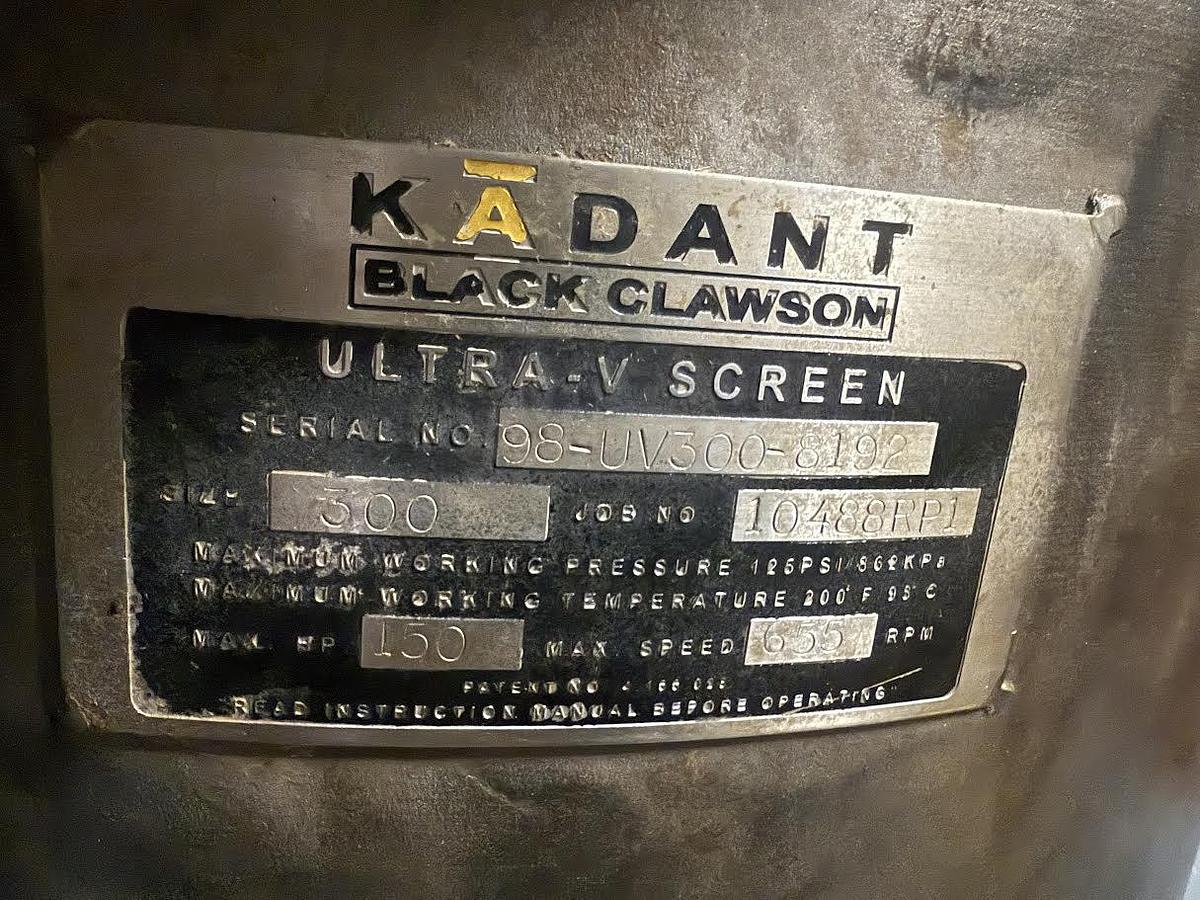 Used KADANT BLACK CLAWSON UV300 PRESSURE SCREEN WITH MOTOR 