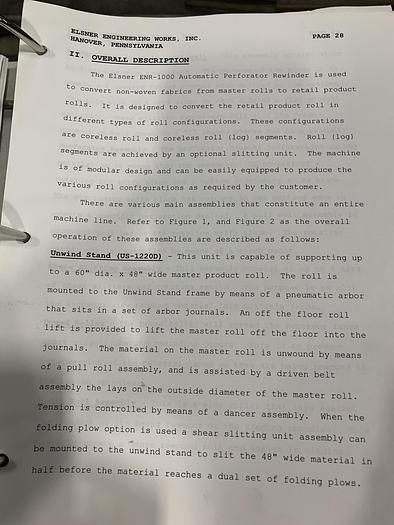 Used 42" ELSNER ENR-1000 AUTOMATIC REWINDER FOR NONWOVEN WIPES 10" REWIND DIAMETER