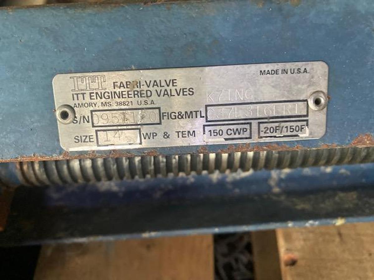 Used ITT 14" DIA. MANUAL SLIDE GATE VALVE T-316 S/S