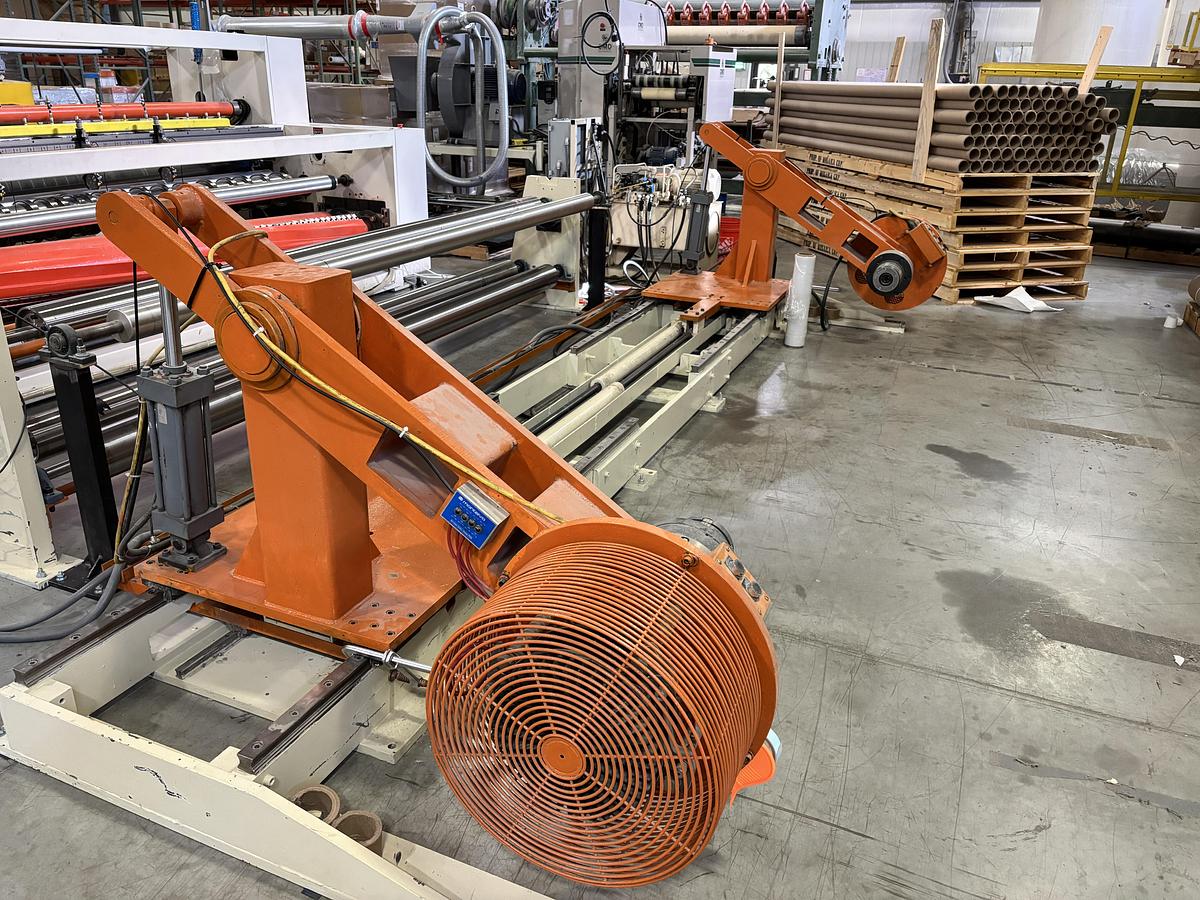 Used 128" WIDE AMERICAN CUSTOM MACHINERY (ACM) TWO DRUM SLITTER REWINDER