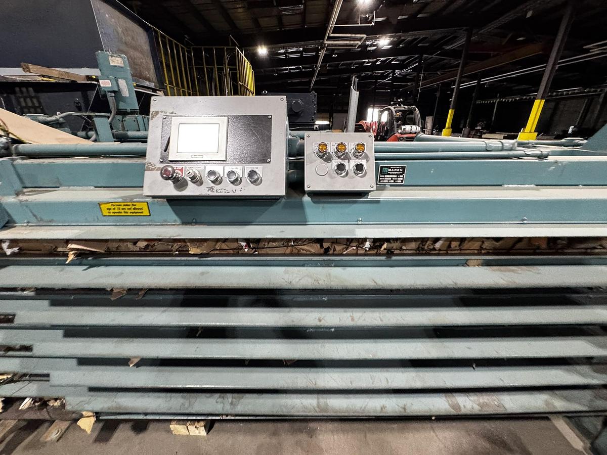 Used MAREN MODEL 72-S-0E-75 40HP HORIZONTAL AUTO-TIE BALER W/ MAREN MODEL 60 SHREDDER & CONVEYOR