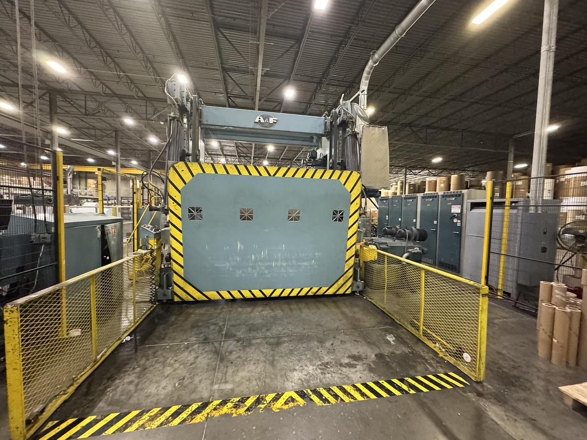 Used 95" WIDE A&F TWO DRUM SLITTER REWINDER - SHAFTLESS 72" DIAMETER REWIND