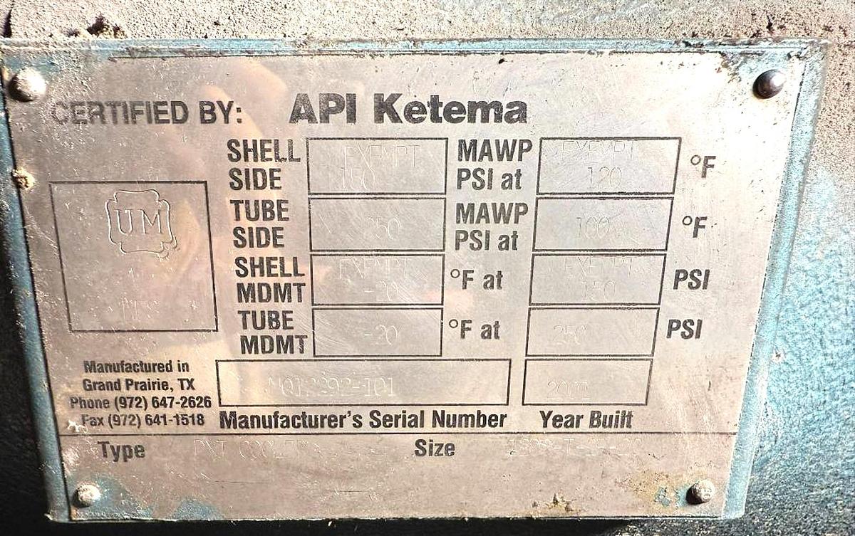 Used ACME/API KETEMA HEAT EXCHANGER