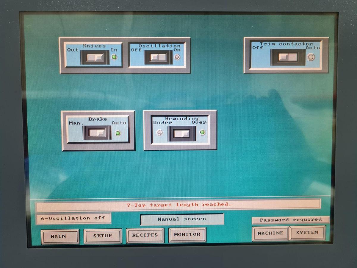 Used 63" WIDE SRC SYSTEMS LTD. MODEL 365 DUPLEX SLITTER REWINDER - OEM REFURBISHED & RUNNING