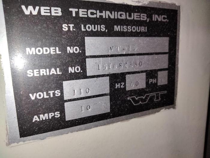 Used WEB TECHNIQUES INC.  MDL. WT-15  7" REWINDING TABLE APPX 12" OD
