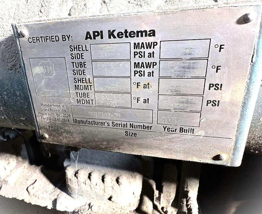 Used ACME/API KETEMA HEAT EXCHANGER