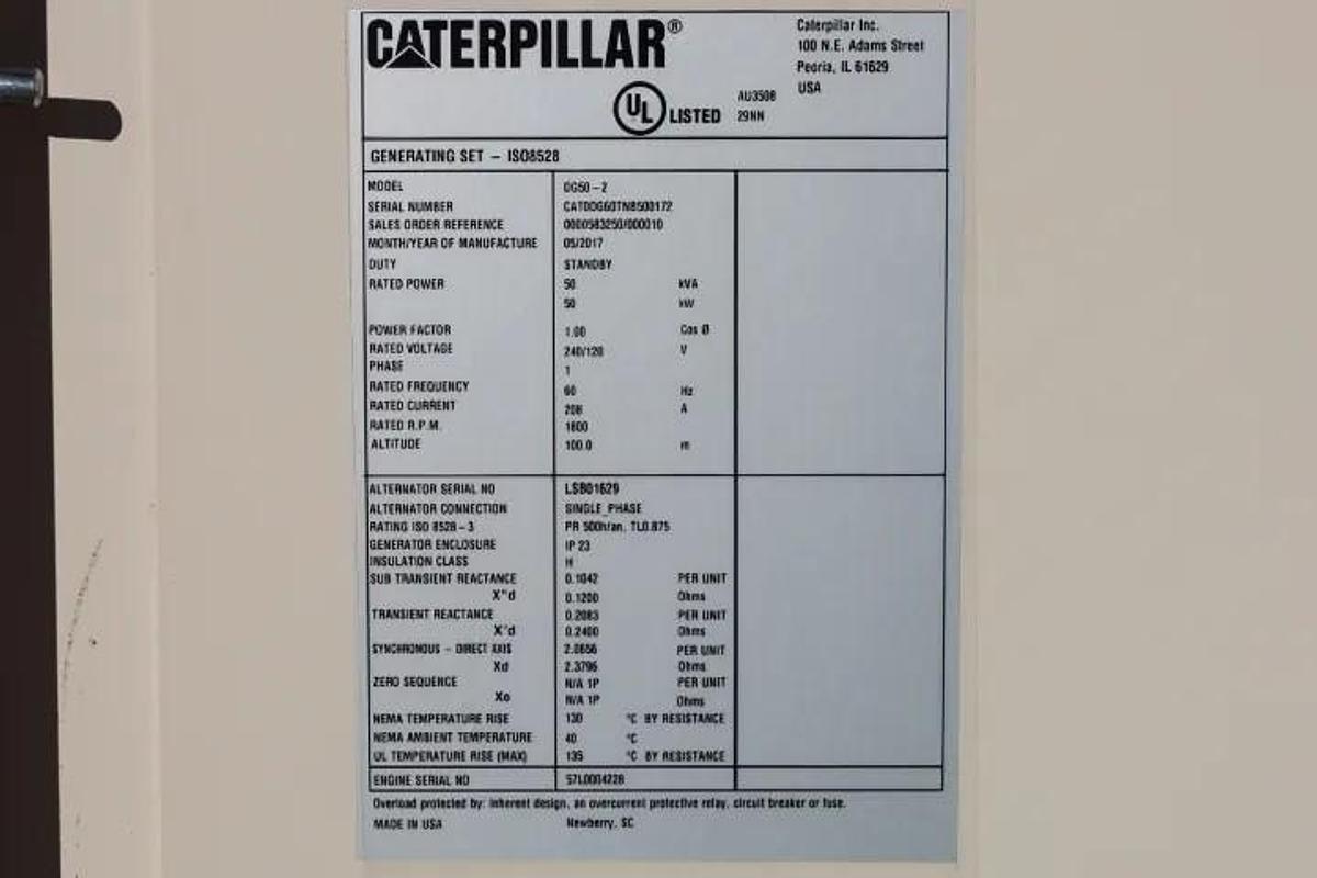 Used 50kW CAT STAND BY GENERATOR DUAL FUEL NATURAL GAS NEVER INSTALLED 2017
