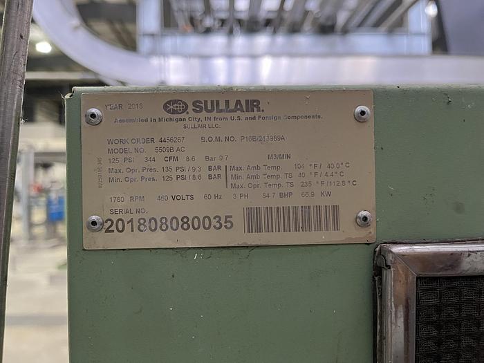 Used SULLAIR MODEL 5509B AC AIR COMPRESSOR SENERGY 5500 75 HP MANUFACTURED 2018 - PENDING