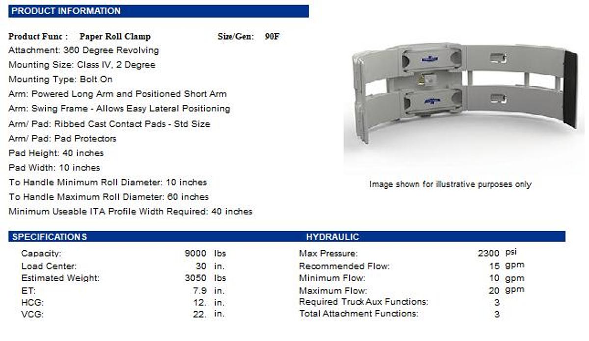 Used CASCADE MODEL 90F-RCS-275 60" DIA. ROLL CLAMP