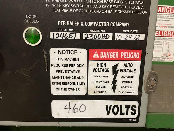 Used PTR MODEL 2300HD VERTICAL BALER 10 HP