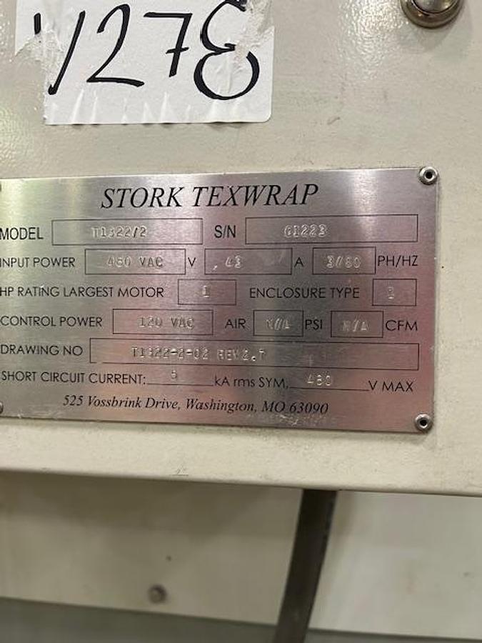 Used TEXWRAP 1809SS SERVO SIDE SEAL SHRINK WRAP SYSTEM W/ TEXWRAP 24"L ADJUSTABLE WIDTH CONVEYOR
