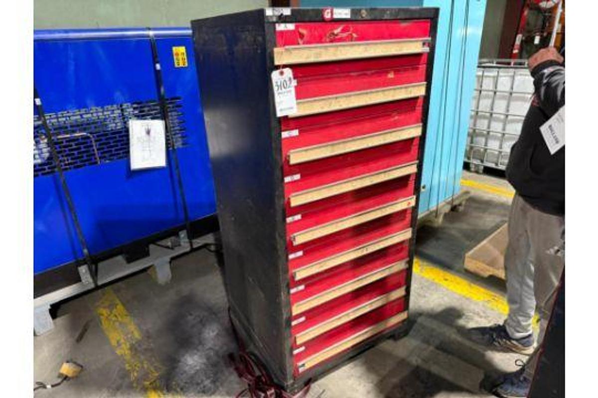Used INDUSTRIAL 9 DRAWER TOOL CABINET CONTENTS NOT INCLUDED