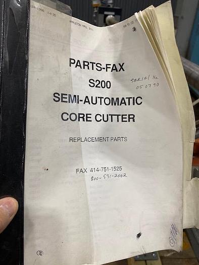 Used 120" APPLETON / MENASHA S200 SEMI AUTOMATIC 3"DIAMETER CORE CUTTER AND DADO CORE KNOTCHER