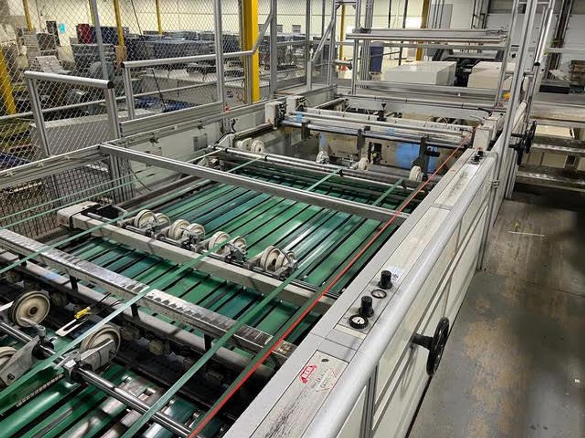 Used APOLLO-TSK 1450/ MARQUIP 59" DUAL ROTARY KNIF SHEETER
