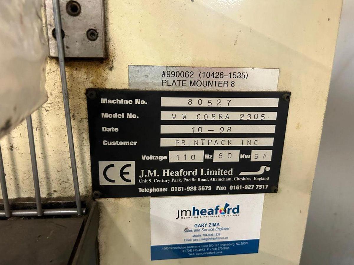 Used JM HEAFORD WW COBRA 2305 MOUNTER PROOFER 