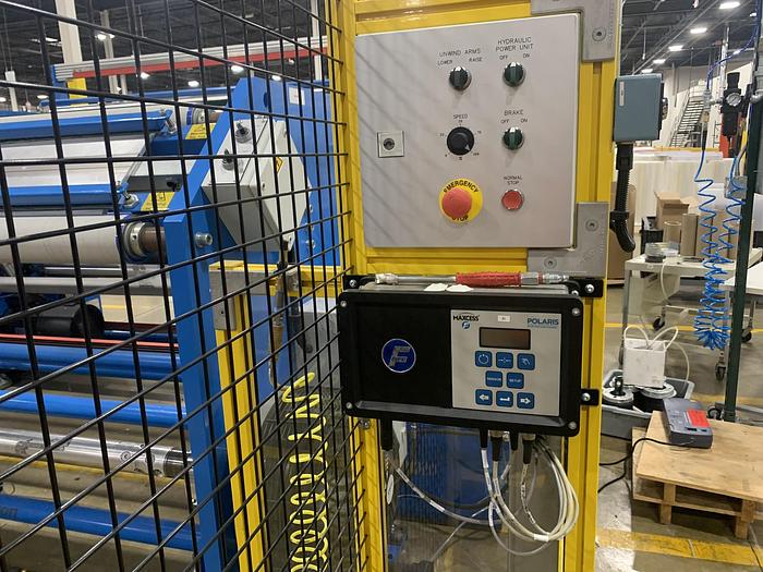 Used 94" WIDE ELITE CAMERON MODEL CW800HD CANILEVERED DUPLEX SLITTER REWINDER