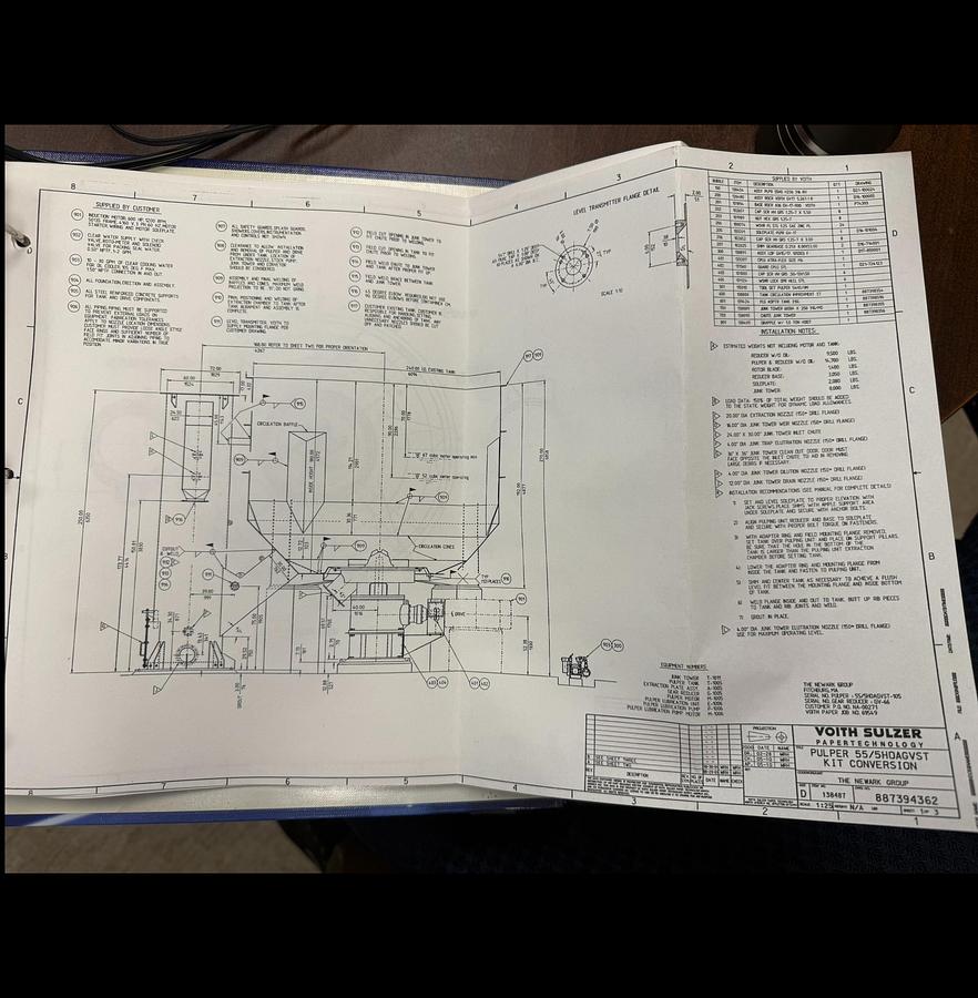 Used VOITH PULPER REBUILT 2001 WITH SPARE PULPER DRIVE