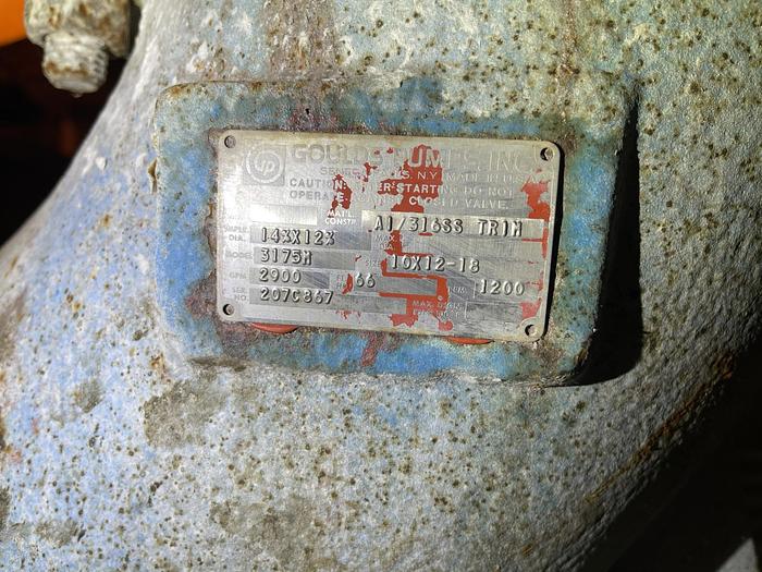 Used GOULDS PUMP 316 S/S 10X12-18 MODEL 3175M WITH 75 HP MOTOR
