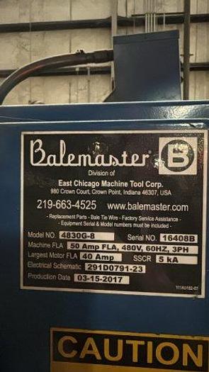 Used 30 HP BALEMASTER MODEL 4830G-8 (EO-840) HORIZONTAL AUTO TIE BALER 60" x 40" FEED OPENING MANUFACTURED 2017