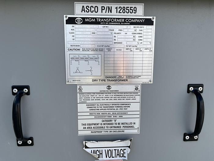 Used ASCO 9000 SERIES LOAD BANK 1000KW 480VAC 3PH 60HZ WITH 1000 KVA MGM TRANSFORMER