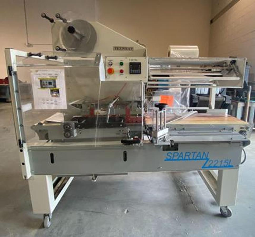 Used TEXWRAP SPARTAN MODEL 2215L COMPACT AUTOMATIC L-BAR SEALER WITH API VV218 SHRINK TUNNEL