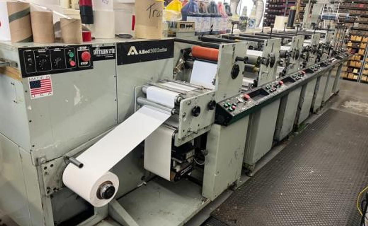 Used ALLIED FLEXOMASTER 10" WEB 4 COLOR 3 DIE STATIONS