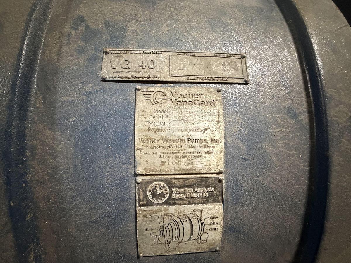 Used VOONER VG40A-L VACUUM PUMP REBUILT SPARE (REPLACEMENT OF CL4001 NASH)