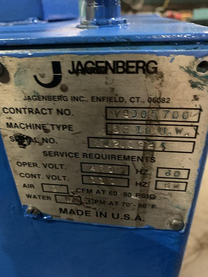 Used JAGENBERG MODEL SE-18 SHAFTLESS FLOOR PICK UP UNWIND STAND 72" ROLL DIAMETER CAPACITY