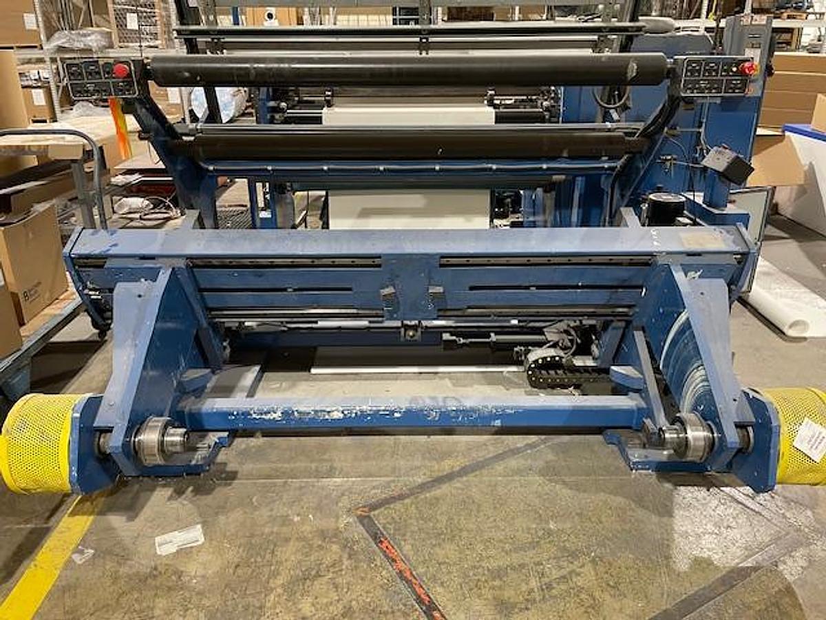 Used 63" WIDE DEACRO MODEL DA 653 DUPLEX CANTILEVERED SLITTER REWINDER