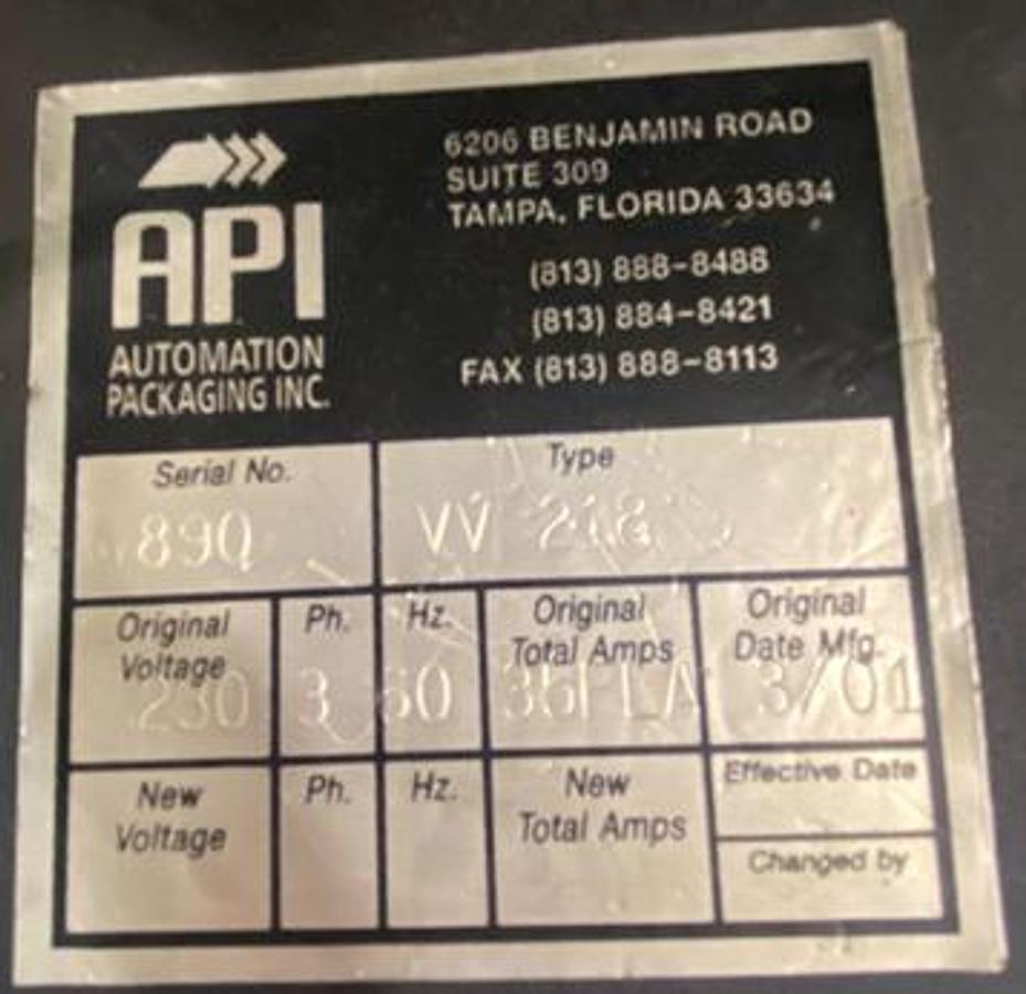 Used TEXWRAP SPARTAN MODEL 2215L COMPACT AUTOMATIC L-BAR SEALER WITH API VV218 SHRINK TUNNEL