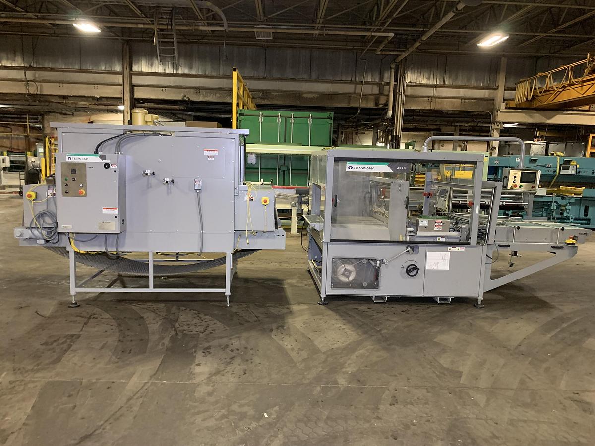 Used 36" TEXWRAP MODEL 3618ISSR SIDE SEAL AND MODEL STE-1348OCS HEAT TUNNEL SYSTEM