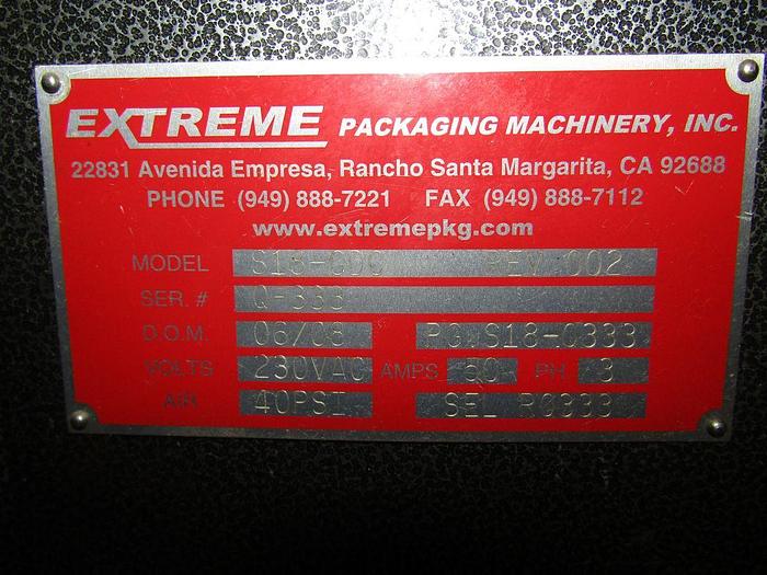Used EXTREME PACKAGING SYSTEM MODEL S18-GDC SEALER XT18 HEAT SHRINK TUNNEL (2008)