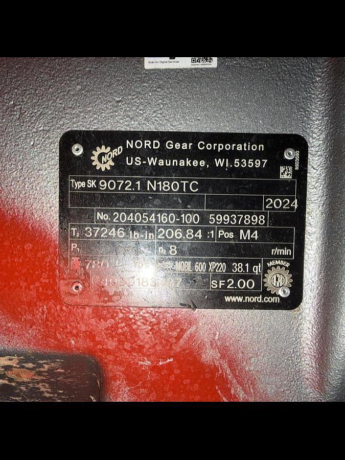 Used RAGGER WITH NORD GEAR SK9072.1-N180TC (UNIT OFF 20' PULPER)