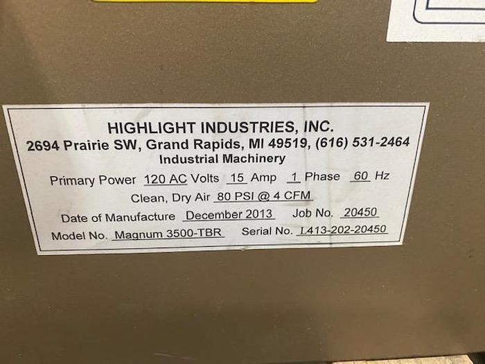 Used HIGHLIGHT IND. MDL. MAGNUM 3500-TBR TAPER 2013