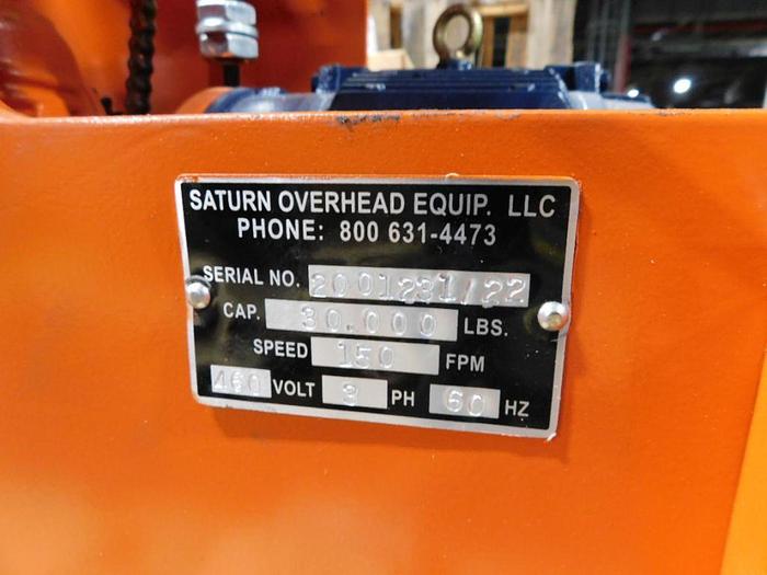Used 30,000 POUND HOIST SATURN OVERHEAD EQUIPMENT 150 FPM