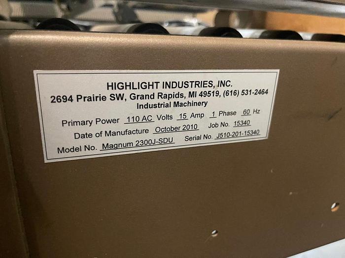 Used HIGHLIGHT INDUSTRIES, INC. MODEL MAGNUM 2300J-SDU CASE TAPER