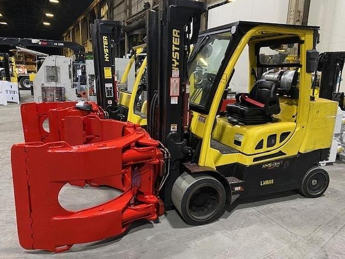 Used 12,000 POUND HYSTER S120FTPRS FORKLIFT WITH BOLZONI PAPER ROLL CLAMP TRIPLE STAGE MAST MFG. 2018 - PENDING JF