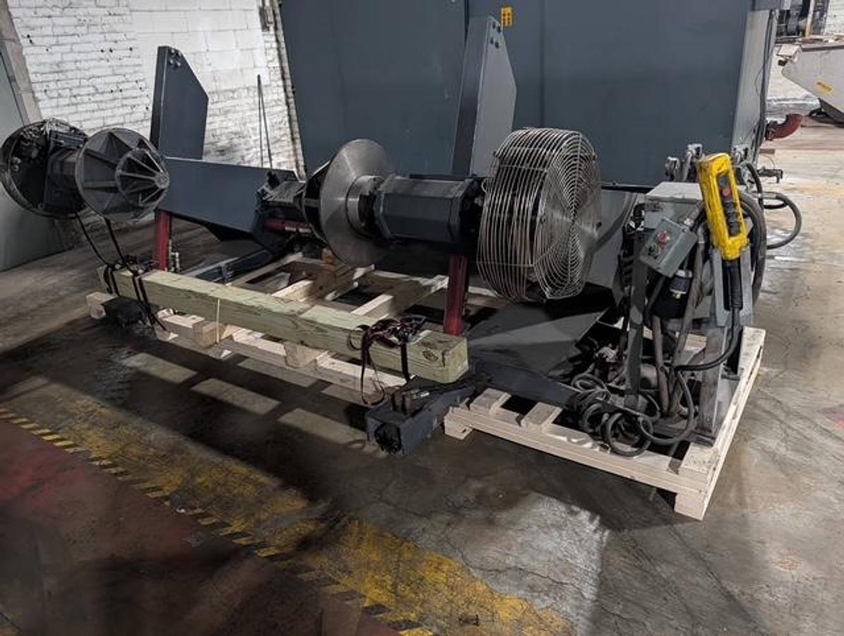 Used 60" WIDE POWELL MDL. EP7260AL SHAFTLESS FLOOR PICK UP UNWIND BACK STAND 72" DIAMETER 3" - 16" CHUCKS PENDING - JA