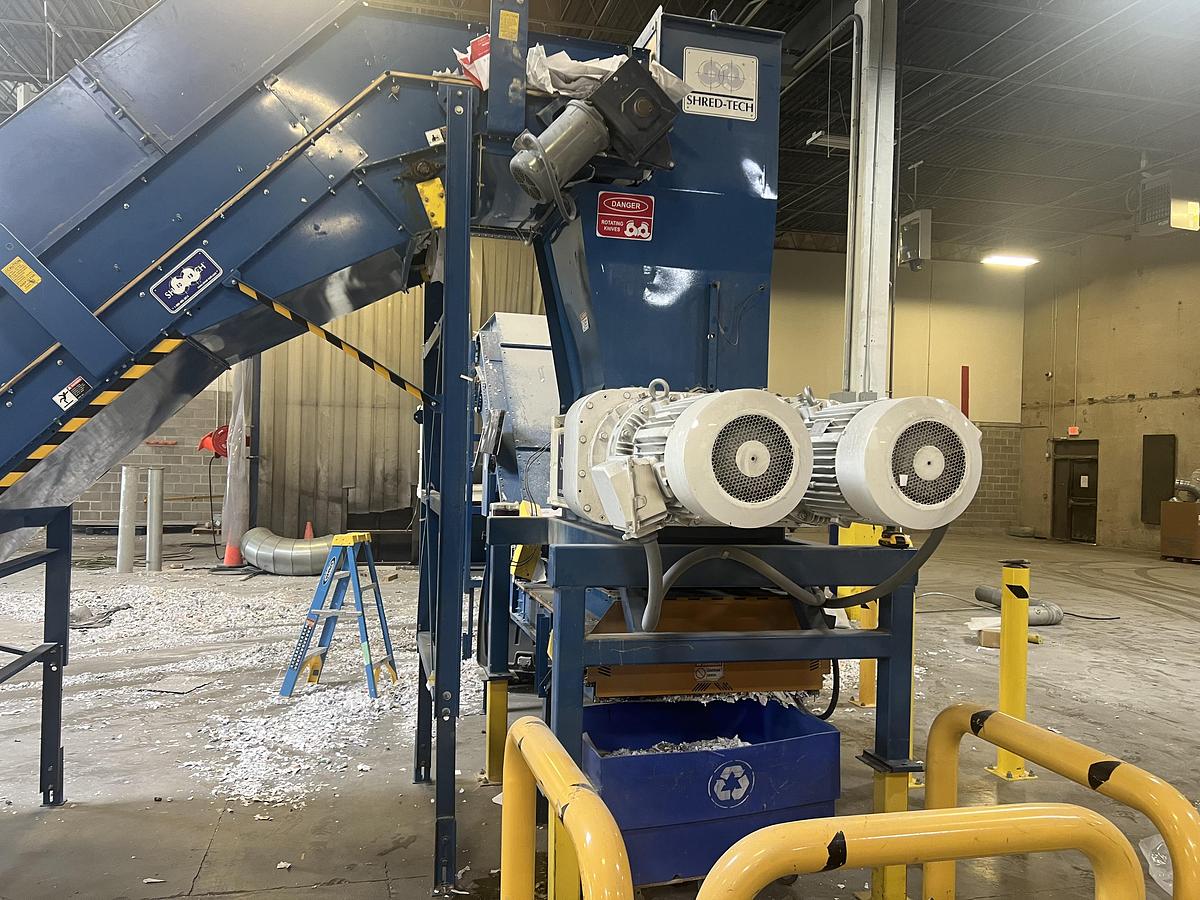 Used 80 HP (TWIN 40 HP MOTORS) SHRED-TECH MODEL ST-75ES DUAL SHAFT SHREDDER MANUFACTURED 2015