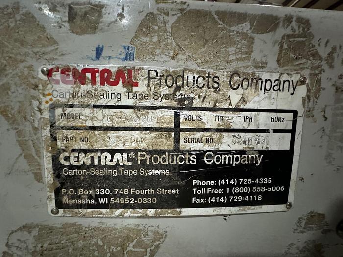 Used CENTRAL CP-322U CASE TAPER CARTON SEALER SYSTEM