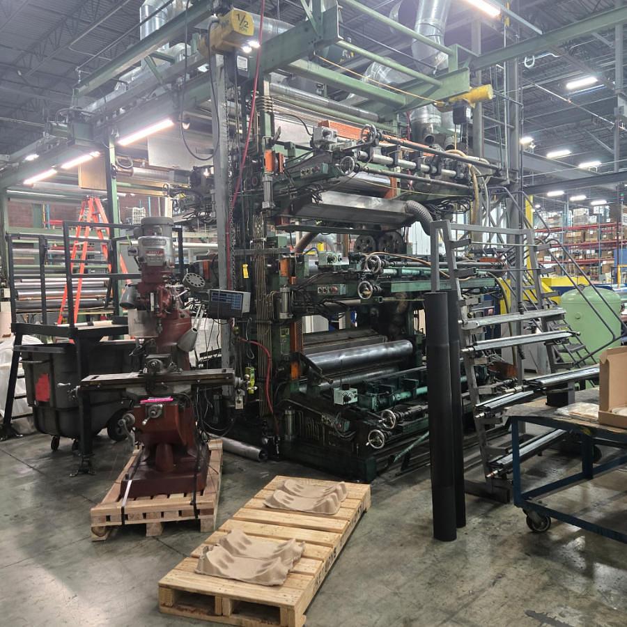 Used 68" WIDE WOLVERINE 6 COLOR FLEXO STACK PRESS - 60" DIAMETERS