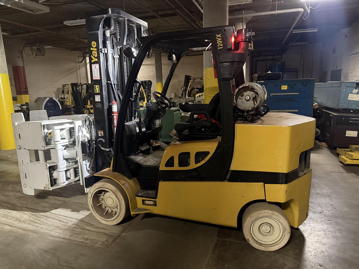 Used 12,000 LB. YALE MDL GLC120SVX LH100"/RH206" 60" CASCADE PAPER ROLL CLAMP MANUFACTURED 2018 PENDING JA