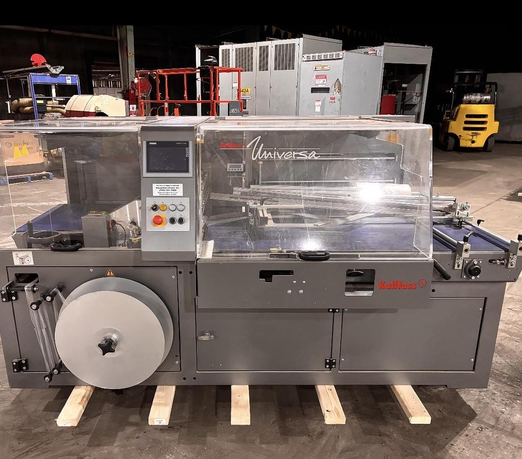 Used KALLFASS UNIVERSA 800 AUTOMATIC SIDE SEAL SHRINK WRAP SYSTEM MFG 2020