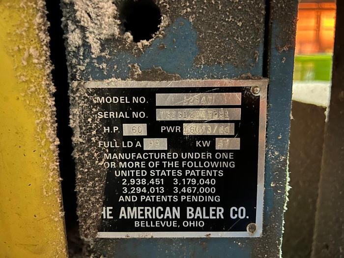 Used AMERICAN MODEL 12847 HORIZONTAL AUTO-TIE BALER WITH ALLEN BRADLEY CONTROLS 60 HP