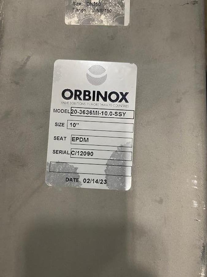 Used ORBINOX MODEL 20-3636MI-10.0 SSY MANUAL SLIDE GATE VALVE UNUSED