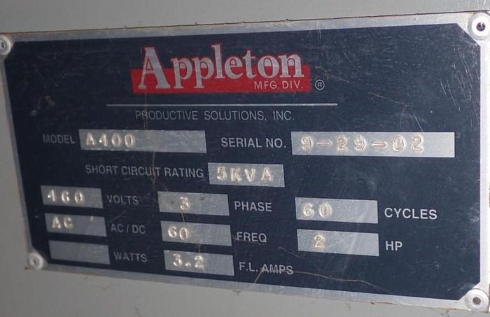 Used APPLETON A400 AUTOMATIC CORE CUTTER 