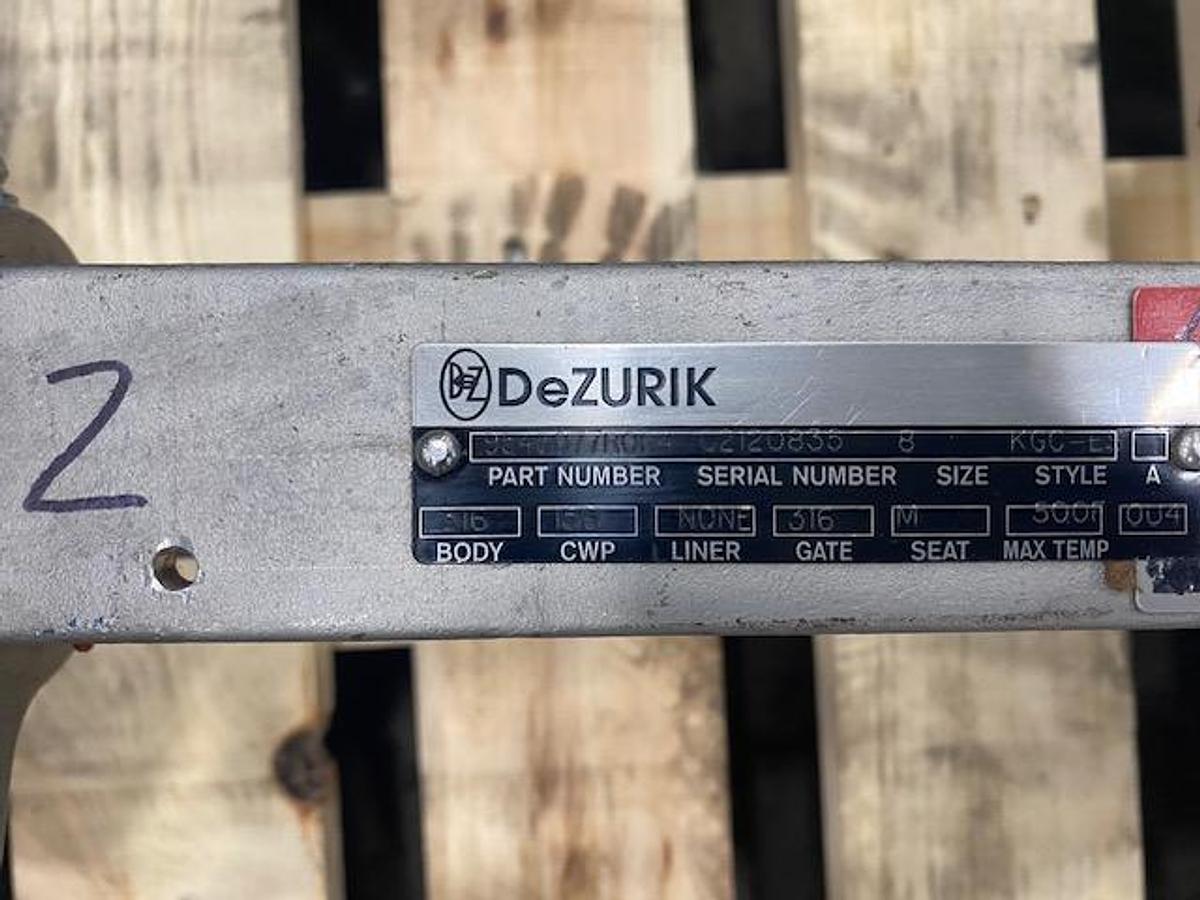 Used DEZURIK SIZE 8 STYLE KGC-E 8" MANUAL SS SLIDE GATE VALVE UNUSED