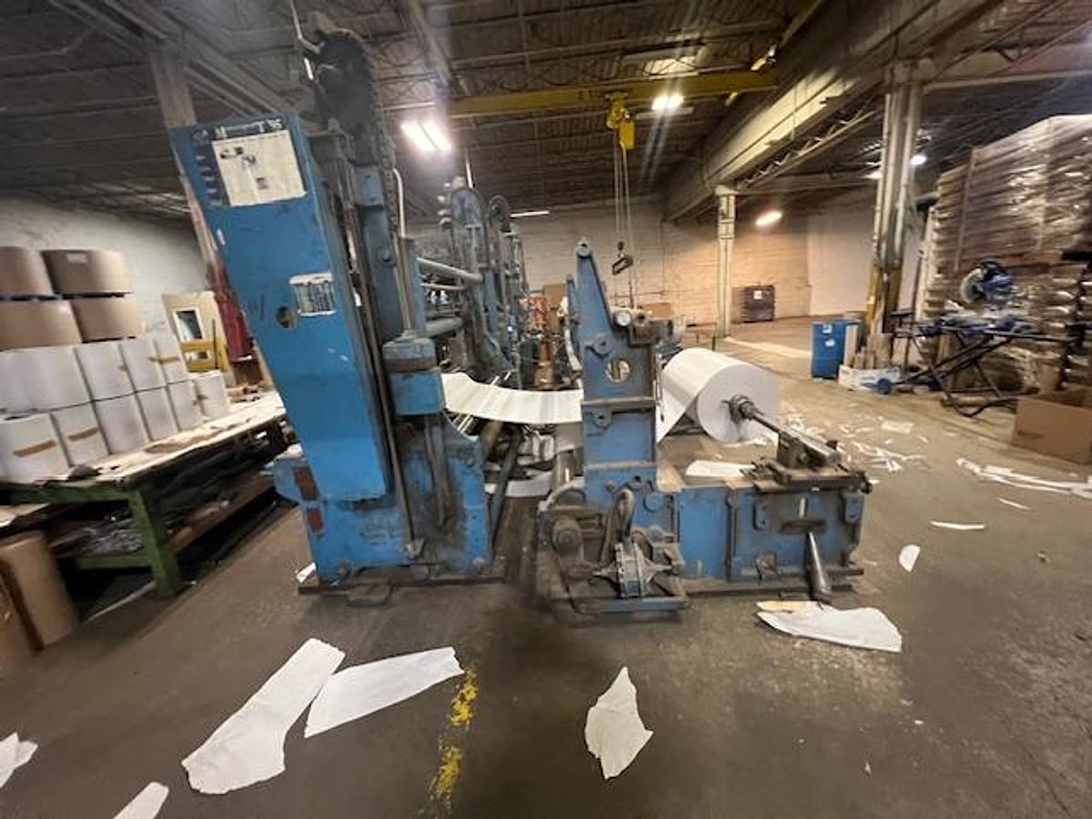 Used 73" CAMERON TWO DRUM WINDER SCORE SLITTING - STILL RUNNING